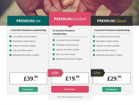 Screenshot of the 50slove prices