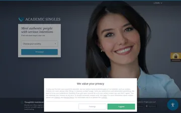 Screenshot of the Academic Singles website