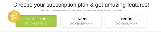 Screenshot of the AnastasiaDate prices