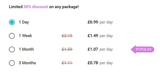 Screenshot of the BuddyGays prices