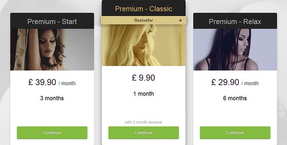 Screenshot of the C-Date prices
