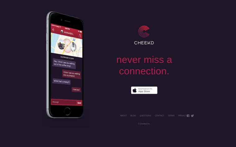 Screenshot of the Cheekd website