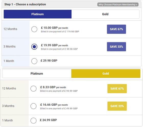 Screenshot of the Christian Cupid prices