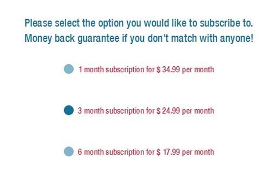 Screenshot of the Date British Guys prices