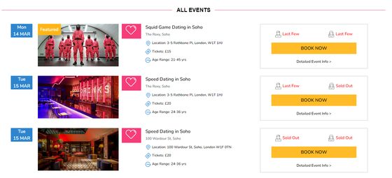 Screenshot of the Dateinadash prices