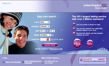 Screenshot of the DatingDirect website