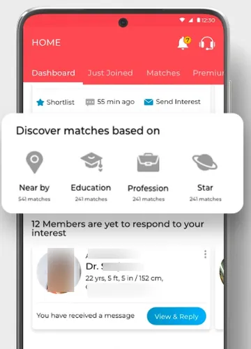 Screenshot of the Doctors Matrimony website