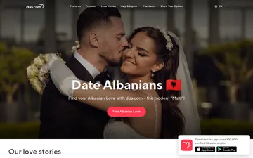 Screenshot of the Dua.com website