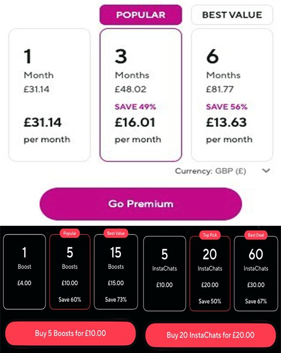 Screenshot of the Dua.com prices