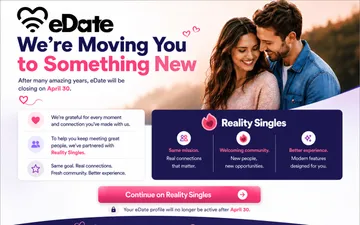 Screenshot of the eDate website