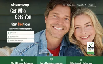Screenshot of the eharmony website