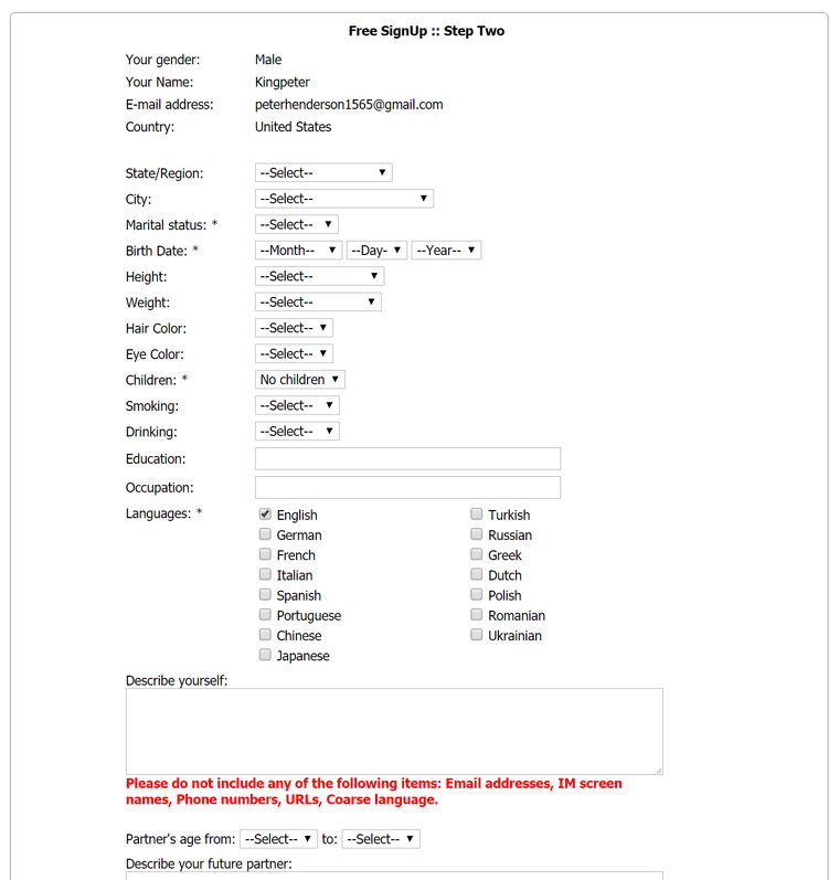 FDating Signup