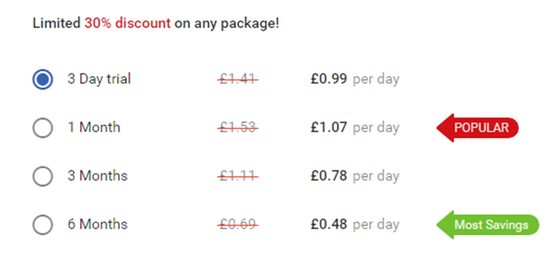 Screenshot of the FlirtyMature prices