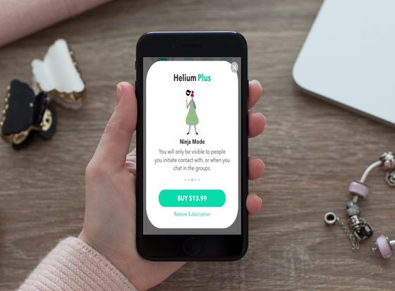 Screenshot of the Helium Dating prices