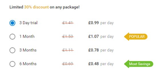Screenshot of the IAmNaughty prices