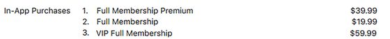 Screenshot of the The Inner Circle prices
