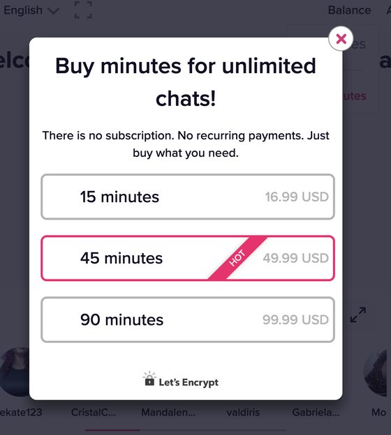 Screenshot of the LuckyCrush prices
