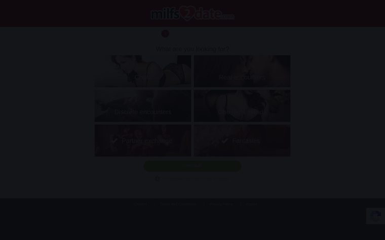 Screenshot of the milfs2date website