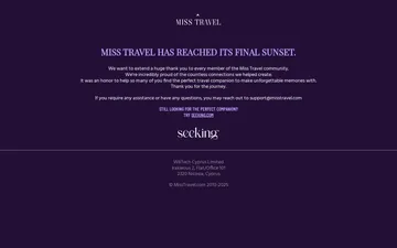 Screenshot of the MissTravel website