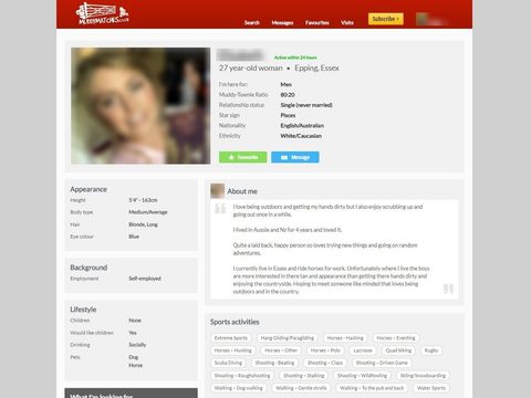Muddy Matches Female Profile View