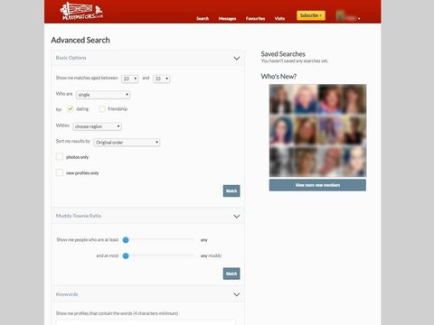 Muddy Matches Search Options