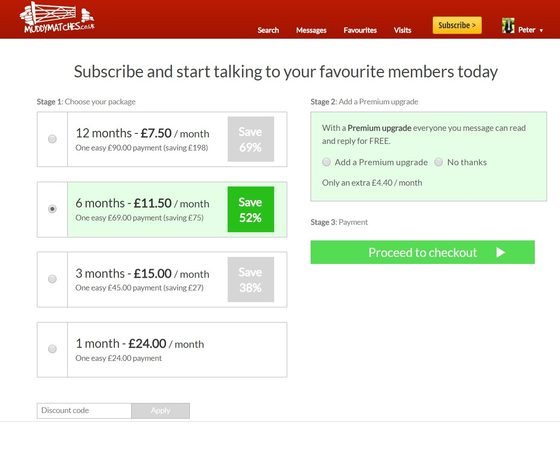 Screenshot of the Muddy Matches prices