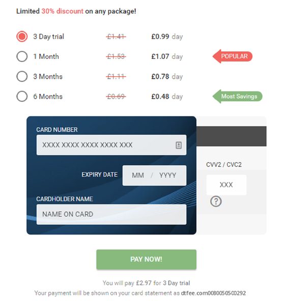 Screenshot of the NaughtyDate prices