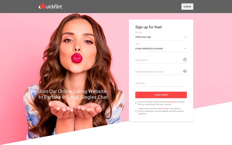 Screenshot of the QuickFlirt website