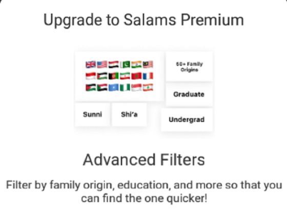 Screenshot of the Salams prices