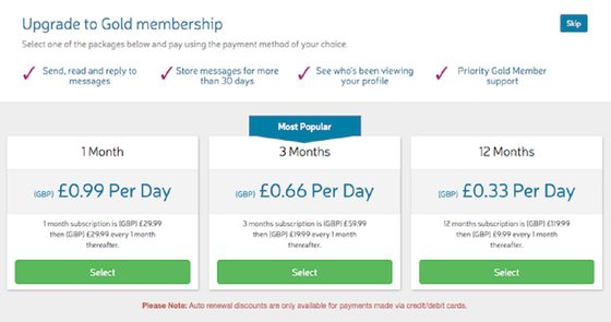 Screenshot of the Single Muslim prices