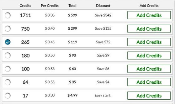 Screenshot of the Step2Love prices