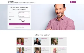 Screenshot of the Telegraph Dating website