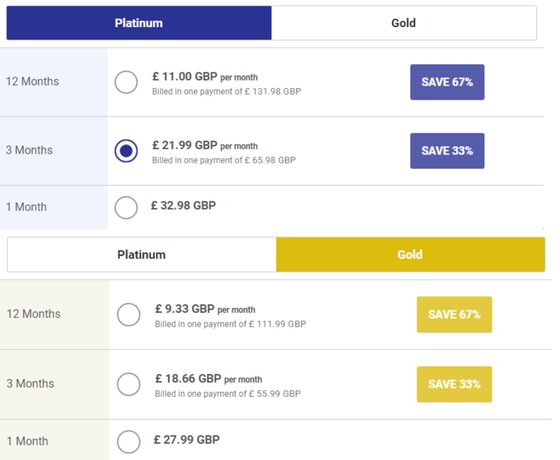 Screenshot of the Thai Cupid prices