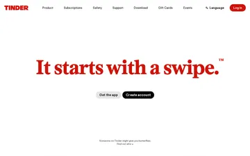 Screenshot of the Tinder website