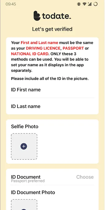 Screenshot of the ToDate website