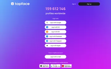 Screenshot of the TopFace website
