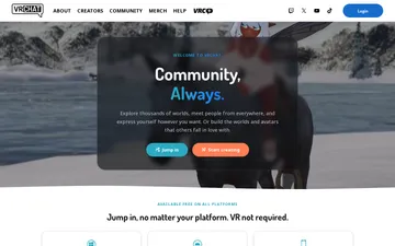 Screenshot of the VRChat website