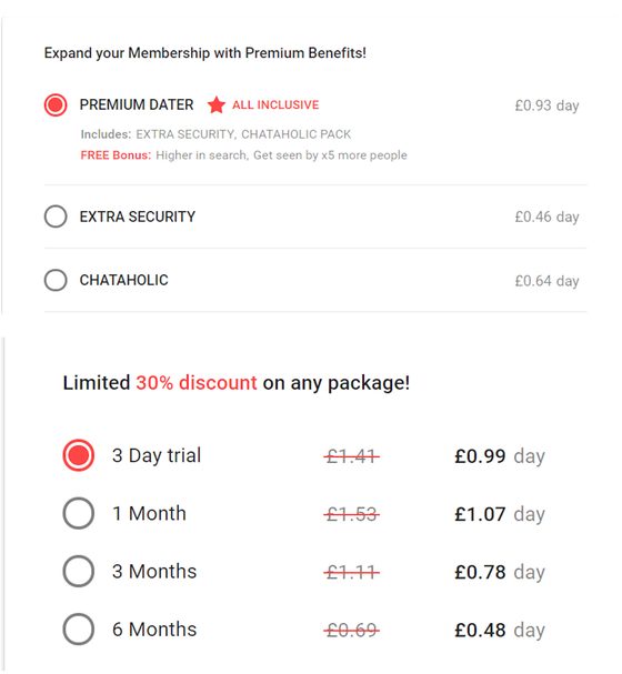 Screenshot of the WantMatures prices