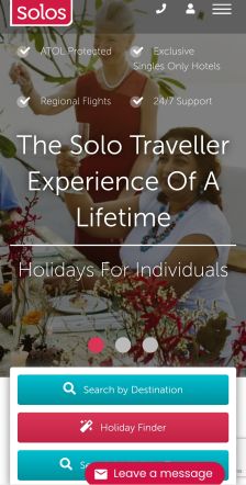 solos holidays' mobile site