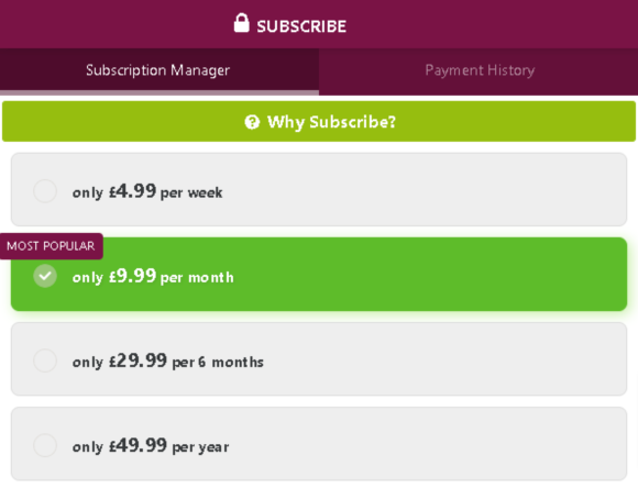 Forces Penpals subscription rates