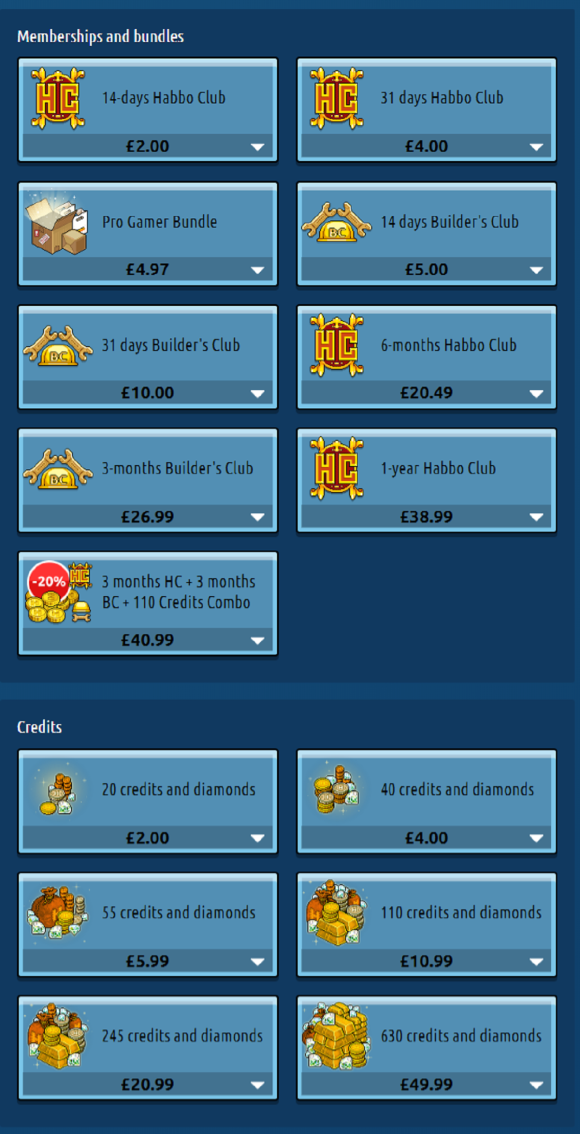 Habbo Prices UK