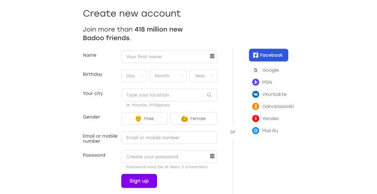 Badoo sign up with facebook