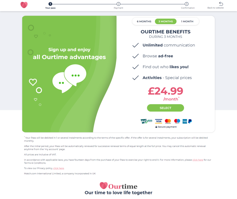 How much does it cost to join Our Time? DatingScout