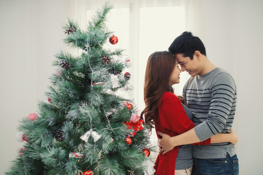 Asian Christmas Couple