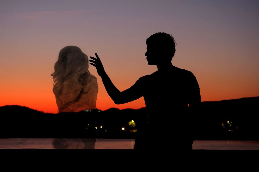 Silhouette man waiting for his soul mate
