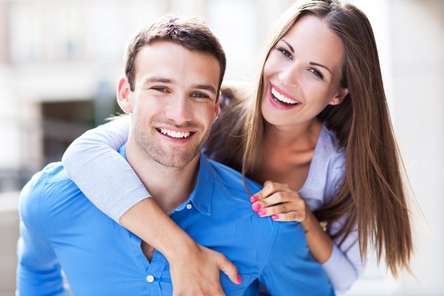 young couple hugging