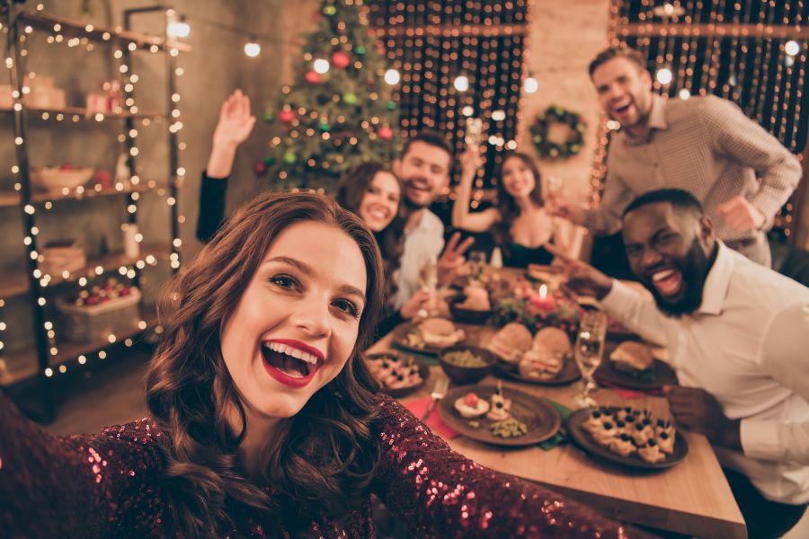 Christmas Girl With Friends